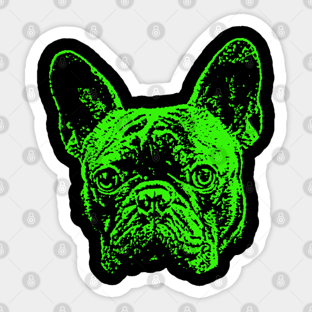 Green French Bulldog Sticker by childofthecorn